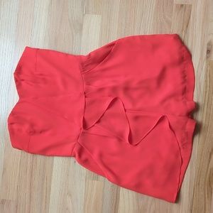 Orange Strapless Ruffled Express Romper